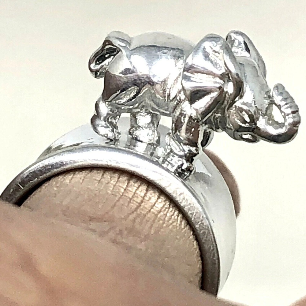 Elephant Ring Band Sz 8 Aluminum Arthur Court Signed Jewelry Trunk Up Lucky